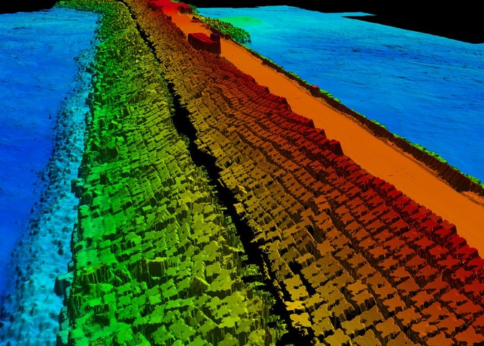 Final product of a topographic and hydrographic survey of port infrastructure combining multibeam echo sounder and aerial LiDAR data