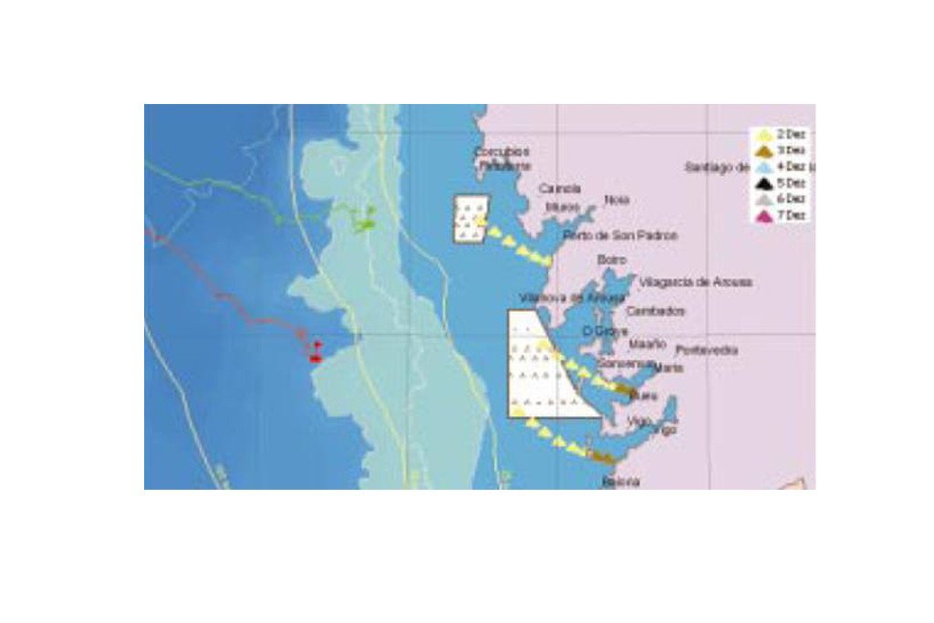 2 de dezembro, chegada da mancha de poluição à costa galega - 13 dias após o afundamento do Prestige
