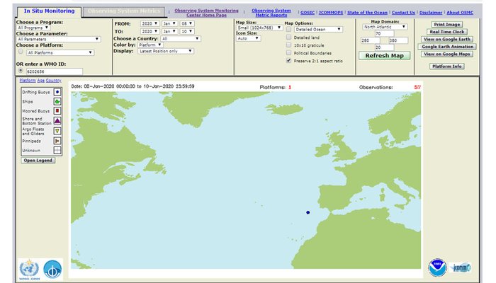 Acompanhe as boias derivantes lançadas pelo NRP Sagres a 6 de janeiro