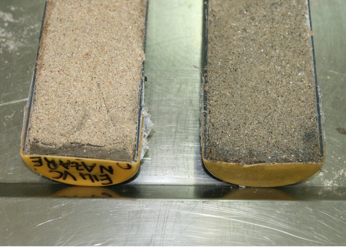 Amostra vertical da cobertura sedimentar a ser preparada