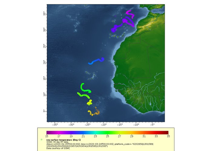 Boias derivantes lançadas pelo NRP Sagres
