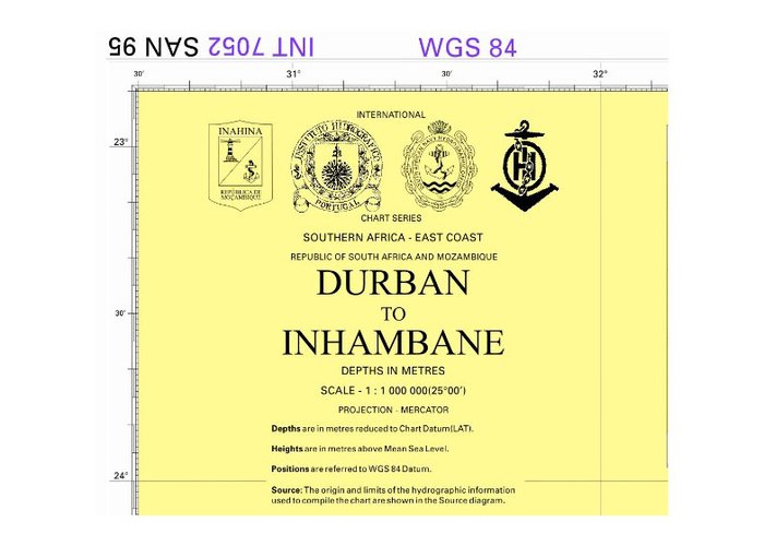 Cartas Náuticas da Série Internacional – Costa Leste da República da África do Sul e da República de Moçambique