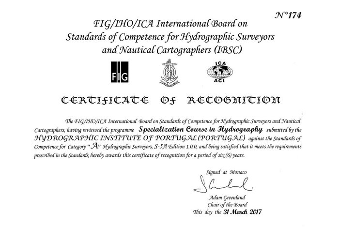 Certificado de Reconhecimento do Curso de Especialização em Hidrografia