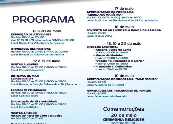 Dia da Marinha 2018 - terão lugar na cidade de Peniche