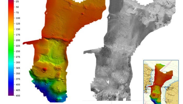 Imagens geradas a partir de dados adquiridos com sistema sondador multifeixe (Canal do Faial)