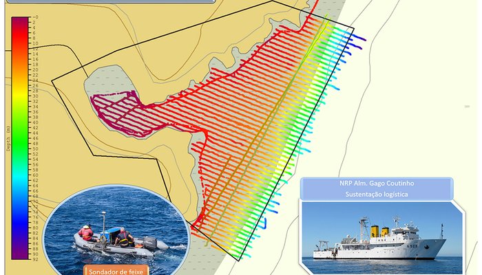 LH com sistema de feixe simples, realizado com um bote na baía de S. Tomé na ilha de Santiago.