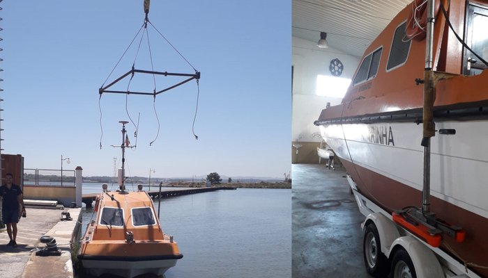 Lancha Hidrográfica Azinheira a ser colocada na água