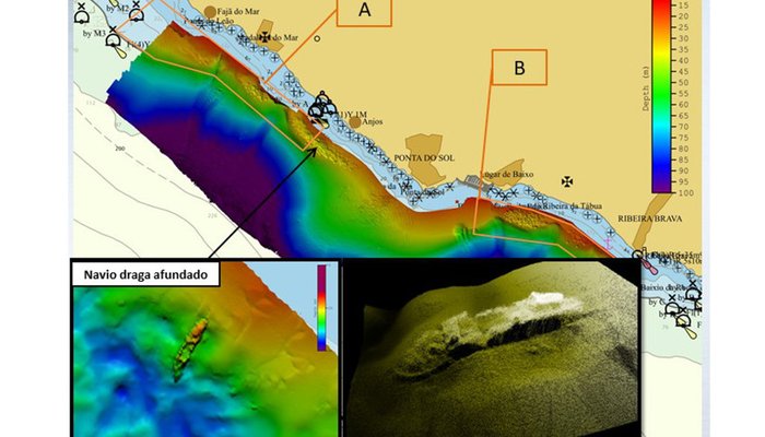 Levantamento hidrográfico obtido na costa sul da Madeira.
