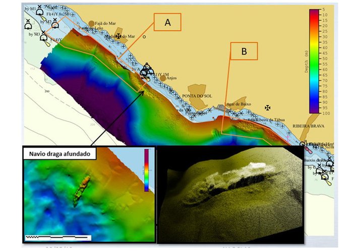 Levantamento hidrográfico obtido na costa sul da Madeira.